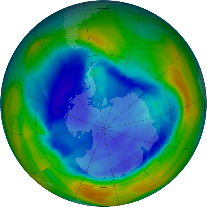 Antarctic ozone map for 18 August 2005